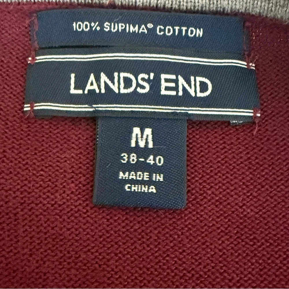 Land's End‎ 100% Supima Cotton V-Neck Sweater Men's Size Medium Burgundy